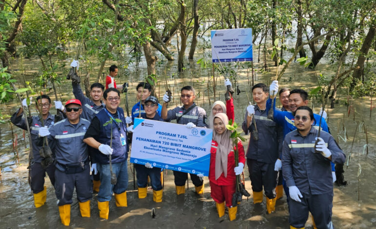 Peringati Hari Mangrove Sedunia dan HUT ke-72, PTPP Tanam 720 Bibit Mangrove di Surabaya